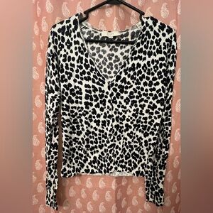 Ann Taylor LOFT Leopard Cardigan/ Color Black And White/ Size Small